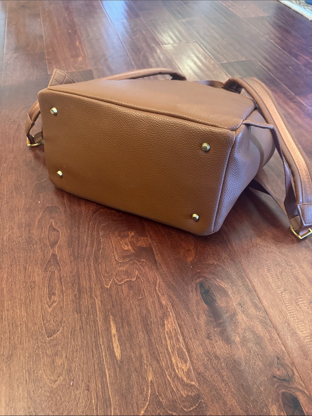 Freshly Picked Cognac Brown Leather Classic Backpack Diaper Bag - Picture 9 of 9